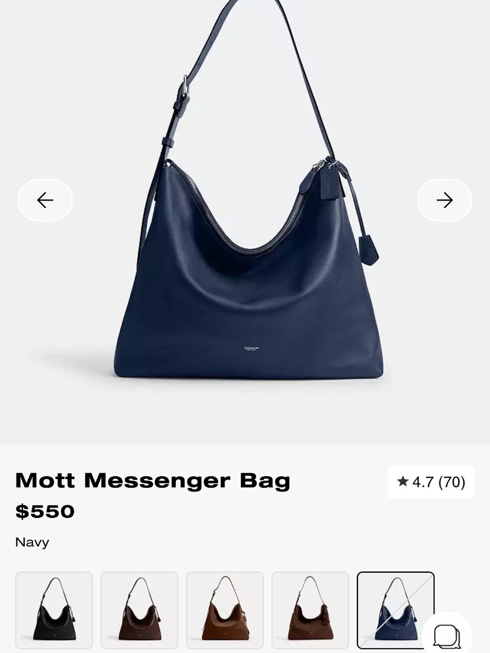 Coach Navy Blue Leather Mott Messenger bag sold out online - Picture 15 of 16